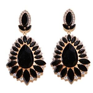 🖤 Large Floral Rhinestone Earrings